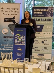 Kate Fox, MA Office of Travel and Tourism talked about combining travel and boating together at the Business of Boating (BOB) conference 2024
