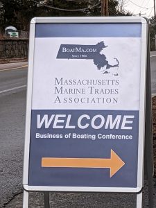 Welcome sign on street for the Business of Boating (BOB) conference 2024